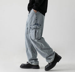 ELASTIC CARGO JEAN BAGGY (AZUL CLARO)