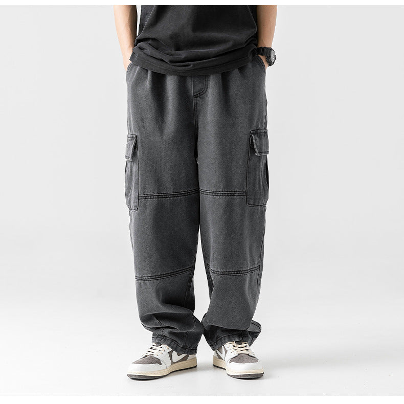 ELASTIC CARGO JEAN BAGGY (NEGRO)