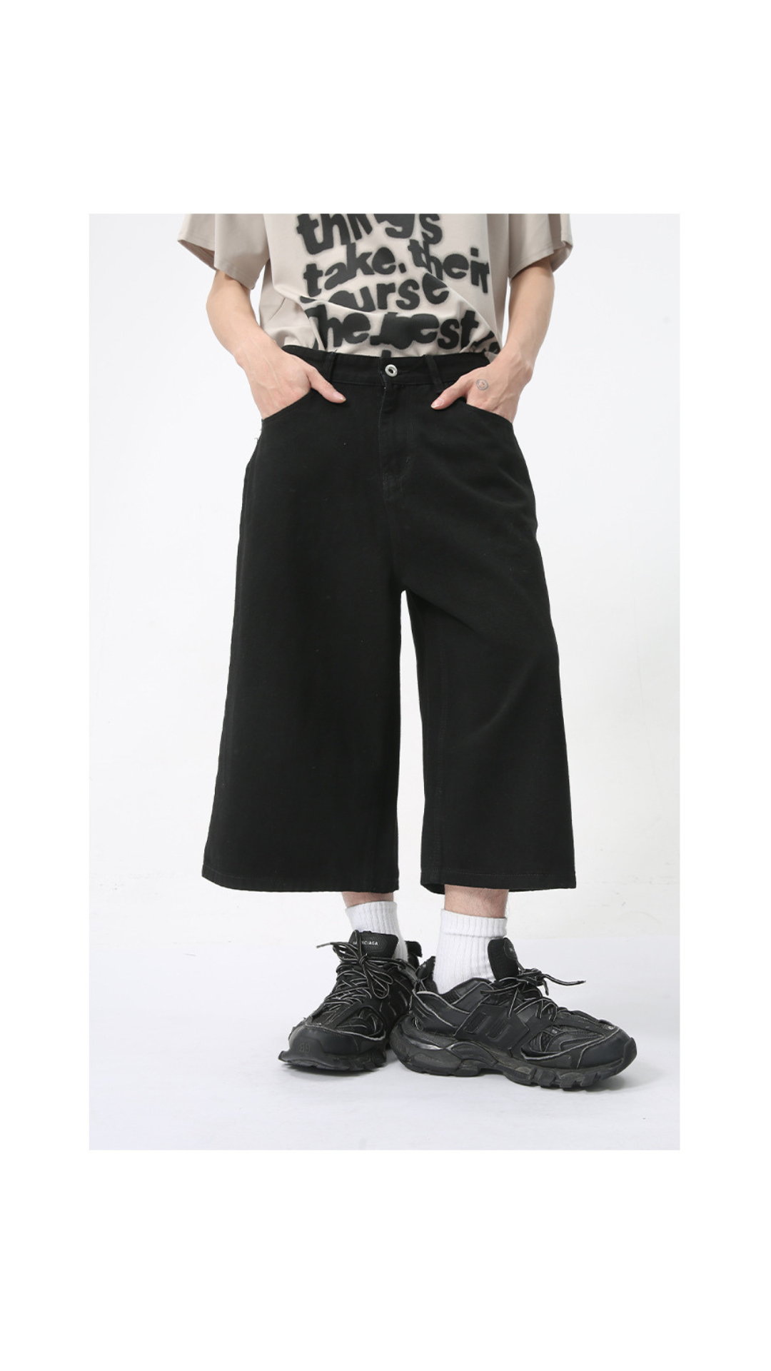 BERMUDA BAGGY 3/4 TOTAL BLACK