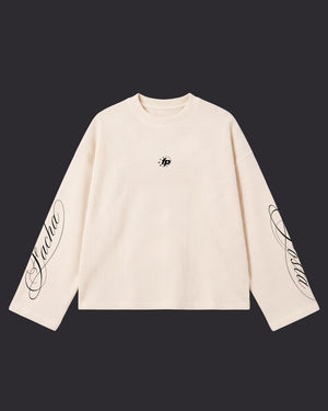 BUZO BOXY WAFFLE 'FP' (Wide Sleeves) — Crema