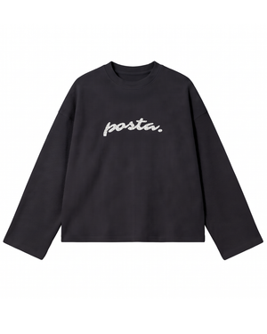 BUZO BOXY WAFFLE 'Posta' (Wide Sleeves) — Negro