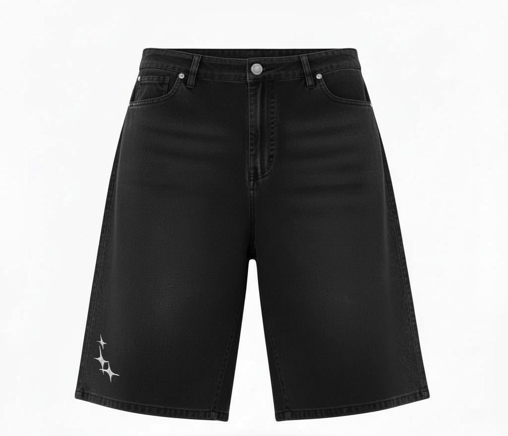 BERMUDA BAGGY 3/4 STARS NEGRA