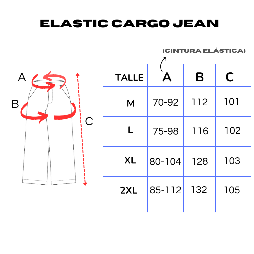 ELASTIC CARGO JEAN BAGGY (NEGRO)