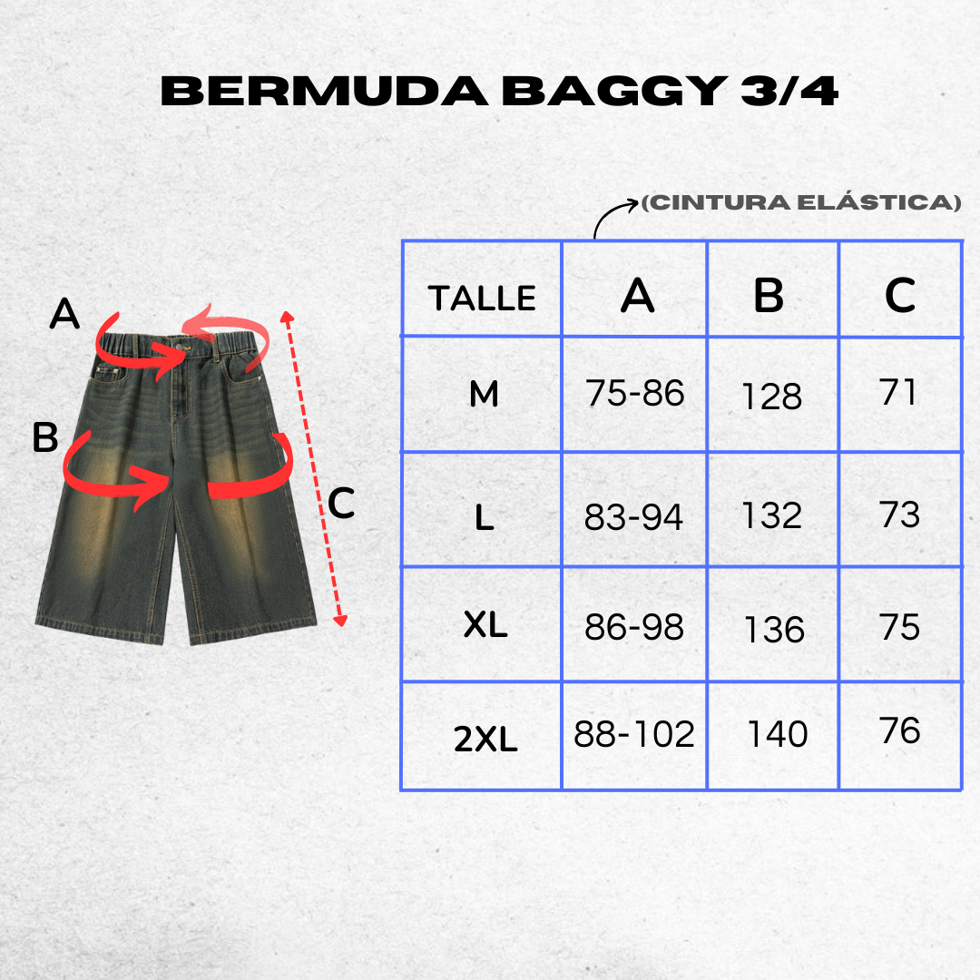 BERMUDA BAGGY ELÁSTICA OXIDO